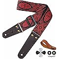 Nefelibata Sangle de guitare, pour guitare basse, électrique et acoustique, bouton de sangle, boucles de sangle et médiators