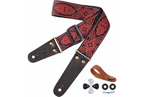 Nefelibata Correa de guitarra, extremos de cuero genuino, para bajo, guitarra eléctrica y acústica