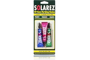 Solarez Fly Tie UV Cure Resin – Starter-Set – Dünn hart, dick und hart, Flex-Formeln (3 x 5 g Tuben) Fliegenbinden Harz, FlyTye Kleber, Fliegenfischen Starter zum Bau von Fliegenköpfen und Köpern Hergestellt in den USA