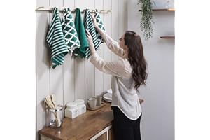 Penguin Home Premium 100% Pure Cotton Tea Towel for Kitchen, Set of 5 Kitchen Towels, Soft & Durable Kitchen Cloths Towel Set, Machine Washable, 65 x 45 cm Colour - Green