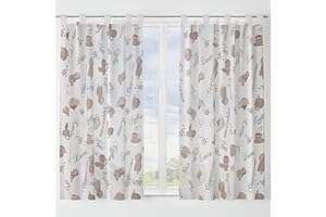 DALINA TEXTIL S.L Dalina Textil -Cortina de Cocina Translúcido Estampado, Visillo Transparente para Cocina, Comedor, Marco de Puerta 2 Piezas Tejido Gasa Fina 100X140CM