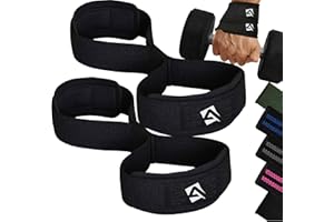 AQF Figure 8 Weight Lifting Straps, Heavy Duty Gym Wrist Straps with Padded Cuff Support, Non-Slip Hand Bar Grip, Ideal Deadlift Straps for Powerlifting, Bodybuilding & Strength Training Workouts