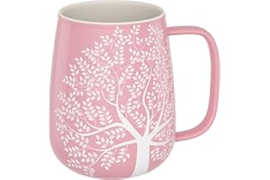 amapodo Tasse à café en porcelaine - Tasse à café grande 600ml - Cadeaux pour Femmes - Tasse Jumbo - Tasse de bureau XXL Rose - sans plastique