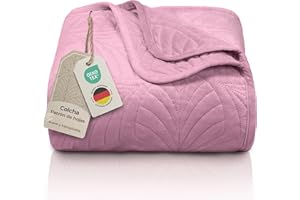 Gräfenstayn Colcha bouti 220x240 cm – cubrecama Acolchado sin Costuras con diseño de Hojas – Manta Decorativa Moderna para Cama o sofá – antirrugas y fácil de cuidar (Rosa Viejo)