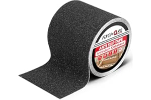 FIXCHORD Cinta Adhesiva Antideslizante, 5mx100mm cinta antideslizante, Interior/Exterior, Cinta Antirresbalante para Escalones y Rampas, Skate, Impermeable, Gran Tracción, 80 Gritos, Negro