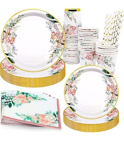 Set 12 Piatti Da Dessert In Carta - Stampa Floreale Vintage, Diametro 18cm | Per Feste E Celebrazioni - Foto 6