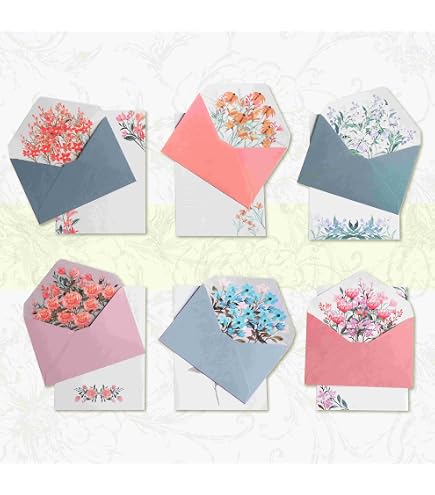 Set De Papeterie 50 Feuilles + 50 Enveloppes + 60 Autocollants - Papier à Lettres Motif Floral Pour Correspondance