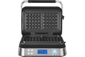 GUTFELS Waffeleisen WAFFLE 5010 | Waffeleisen Belgische Waffel 1600 W | Timer | Display | Waffeleisen Doppelt mit Kabelaufwicklung | schwarz-inox