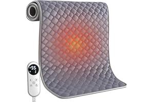 GMGXX Heizkissen mit Abschaltautomatik, 80x42cm XXL Wärmekissen mit 25-55°C Heizstufen, 1-12H Timer, Verlängertem Kristallflanell, Verdickter Seidenbaumwolle, Großes LED Display für Rücken, Nacken, Schulter