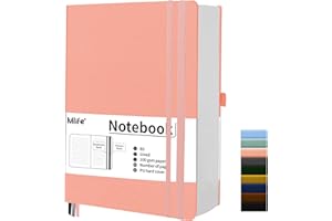 Mlife B5 Lined Notebook,Thick Journal-360 Numbered Pages Writing Journal with 100g/M² Inkproof Paper, PU Cover Journal Notebook with 5 Free Sticky Notes,A4 Notebook Hardback for School Office-Pink