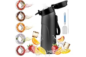 'MY BRAND1' Sports Air Water Bottle 750ml Black Frosted Matte Starter Set 5 Flavours Scent Fruit Pods Brush For Straw Bpa Free Sport Scented Gym Hydracy Drink