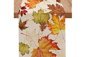 EWLPI 1 Pcs Autumn Table Runner,33*183CM Autumn Table Decorations Linen Table Runners with Maple Leaf Print Seasonal Fall-Autumn Decor Kitchen Dining Table Decoration for Autumn-Home Party Decor