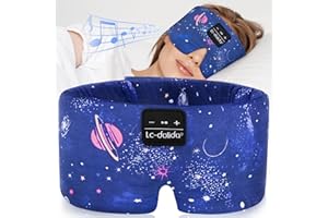 LC-dolida Bluetooth Sleep Mask with Headphones, 6A Ice Silk Bluetooth Sleeping Mask 200% Blackout Eye mask with Bluetooth Headphones for Travel/Nap/Yoga/Meditation/Relaxation