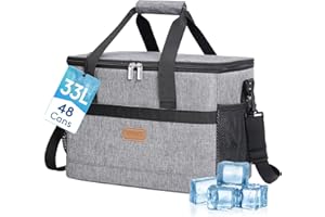 Lifewit Sac Isotherme 33L, Grand Format Glaciere Souple Isothermes, Portable Sacs Isotherm Courses Surgelés pour Voyage, Pique Nique, Camping, Plage, Gris