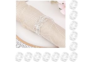 Shinowa 12 Pezzi Anelli Portatovaglioli in Metallo, Portatovaglioli da Tavola Portatovaglioli Rotondo Intrecciati Portasciugamani Decorazione della Tavola per Matrimoni e Banchetti - Argento