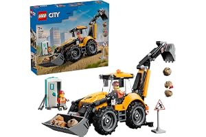 LEGO City Żółta koparko-ładowarka 60480 | Maszyna budowlana dla dzieci, zestaw klocków konstrukcyjnych, prezent dla chłopca i dziewczynki, dla 7-latka, 301 elementów