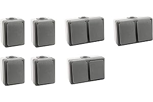 McPower | Feuchtraum Set "Secure Werkstatt" | 7-teilig | IP44 Aufputz | Schalter + Steckdosen | spritzwassergeschützt | grau | ideal für Werkstatt & Garage