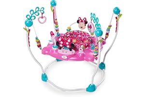 Bright Starts, Disney Baby, Centro Attività, Minnie Mouse PeekABoo, 12+ Giochi di Attività, Girello con Musica e Luci, Sedile Girevole a 360°, Regolabile, Rosa, 6 Mesi+