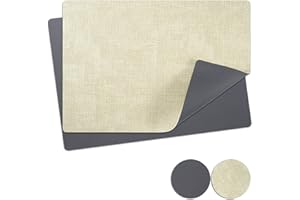 NOSTHEART Tovagliette Americane e Sottobicchieri Set di 2, Lavabili Tovagliette Colazione in Pelle Tovaglietta, Set di Tovagliette in Antiscivolo Impermeabili a Doppia Faccia (Grigio Beige)