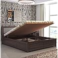 TG Furniture Sheesham Wood Euro King Size Bed with Hydraulic Storage for Bedroom Wooden Double Bed Palang for Home (Walnut Finish)