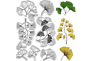 CRASPIRE Timbro di Gomma con Foglie di Ginkgo per Matrimonio Fai da Te Vintage Riutilizzabile Trasparente in Silicone Timbri Sigillanti Foglie Autunnali per Artigianato Scrapbooking Journaling