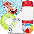 Lubibi Pool Float Water Hammock,Swimming Pool Floating Chair, 4 in 1 Pool Floats Set, 2 Fruit Water Water Hammock Lounge Armchair, Swimming Ring, Beach Ball, Relaxing Water Toys for Adults Kids