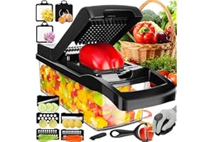 Enleber Cortador de Verdura, Mandolina de Cocina Profesional, Picador de Verduras Manual, Picador de Verduras Rallador de Cocina para Cebollas Tomates Zanahoria Pepino