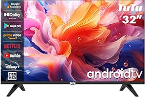 TuTu Smart TV 32 Pulgadas HD Led WiFi Bluetooth Android Televisores con Google Assistant, Google Play Store, Netflix, Prime Video, Disney+, Triple Tuner, Chromecast