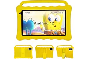 BYYBUO Kids Tablet 7 inch Android 12 Tablet for Kids 2GB+32GB Bluetooth WiFi Dual Camera (Yellow)