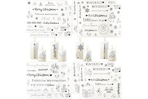 zykssy 8 PCS Kerzentattoos Weihnachten，Kerzenaufkleber Weihnachts Sticker，Kerzen Dekorieren，Kerzen Tattoofolie,Kerzen Tattoo Folie DIY Kerzensticker für Adventskerzen.