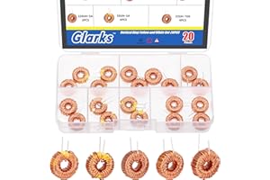 Glarks 20Pcs Toroid Core Inductor Copper Wire Set, Copper Coil Vertical Inductor 100uh 6A/ 330uh 3A/ 220uh 5A/ 50uh 5A/ 22uh 10A for DIY Circuit Board
