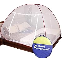 Classic Mosquito Net Foldable King Size, Double Bed with Saviours - (Red)