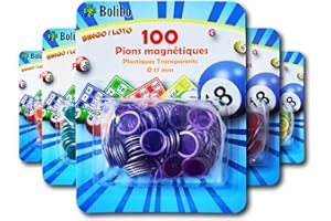 Bolibo JETON Loto magnétique - 100 PIONS MAGNÉTIQUES - 17 mm de diamètre - Coloris au Choix - Bleu, Orange, Jaune, Vert, Rouge, Violet - Bingo (Violet)