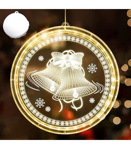 Anyingkai 6 Pezzi Luci di Natale a LED a Sospensione - Lampada a Ventosa per Finestra, Decorazioni per Finestre, Luci Decorative Natalizie a Batteria