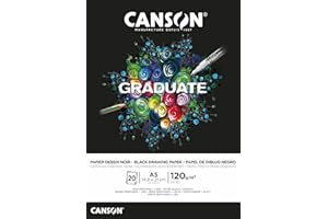 ‎CANSON Canson Graduate - C400110385 Zeichenpapier - Zeichenblock, DIN A5, 20 Blatt, 120 g/m², schwarz