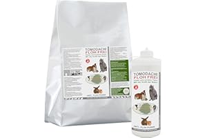 Tomodachi Flohfrei Flohpulver Hund, Kieselgur, Flohkiller gegen Hundeflöhe, Flohmittel für Hunde, natürliche Kieselerde, AntiFloh Puder ohne chemische Zusätze, 100g Stäubeflasche + 1kg Sack