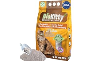 BioKitty Clumping Cat Litter, Highly Absorbent Natural Mineral Bentonite Cat Sand Litter, Scented Long Lasting Odor Control Kitty Litter, Cat Litter Clumping,10 L (Lavender)