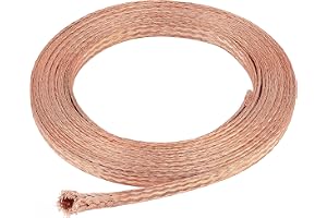 BENECREAT 4 x 9 mm platt kopparflätad markremstråd, flätad ren koppartråd för jordning och minskning av buller, 1 mm tjock