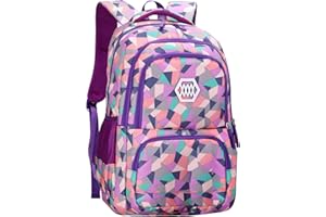 SellerFun Girl Geometric Printed Primary Junior High University School Bag Bookbag Backpack