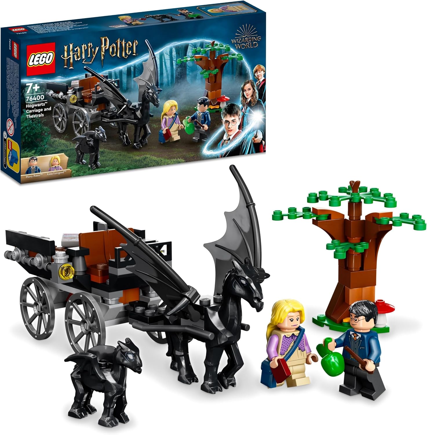 LEGO 76400 Harry Potter Carruaje y Thestrals de Hogwarts, Caballos de Juguete, Set de Construcción con Mini Figuras de La Orden del Fénix