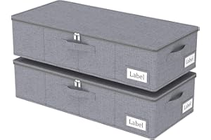Yawinhe 2 Pezzi Contenitore Sottoletto, Sacchi Portaoggetti Pieghevole Sotto il Letto con coperchio e Maniglie, Utilizzato per Riporre Vestiti, Trapunte, Coperte, 60x30x15cm, Grigio