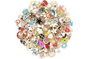 AOKBEAN 200pcs Small Metal Jewellery Making Charm Bulk Gold Plated Pendant Set Cute Animal Heart Letter Mini Accessory for Earring, Necklace, Bracelet, Bag, Christma Decoration and DIY Craft Supplies