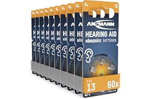 ANSMANN Hörgerätebatterien Typ 13 orange P13 PR48 ZL2, 60 Stück, Sparpack, Batterien für Hörgeräte & Hörhilfen, leicht greifbar