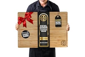 Deer & Oak XXXL Bamboo Chopping Board 60 x 40 x 3.2cm, Pre-Oiled 2 Feet Wide Extra Large Solid Wooden Cutting Board, Carving Board, Charcuterie Cheese Serving Board, Double-Sided, Juice Grooves