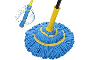 KeFanta Balai torsadé à essorage automatique pour le nettoyage du sol, serpillère en microfibre avec manche de 144,8 cm de long, serpillère facile à essorer pour le nettoyage commercial du bois dur et