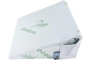 LUXTROUS Premium Bamboo Wedge Pillow For Bed Adult Memory Foam,Wedge Cushion Acid Reflux Pillow, for Reduce Snoring Back Pain Heartburn,Maternity Support Washable Zip Cover (Pack of1)