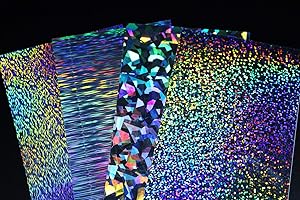 Tigofly 4 pcs 10X21cm Holographic Adhesive Film Flash Glass Disco Wire Pattern Artificial Fish Skin Jig Sticker Hard Baits Lures sticker