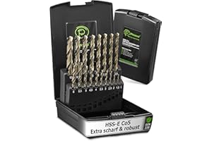 Pinava® Zestaw wierteł do metalu HSS Cobalt Pro [bardzo ostre i wytrzymałe] 19-częściowy zestaw profesjonalnych wierteł do stali nierdzewnej, stali, żelaza itp. - precyzyjne wiertła ze stali