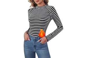 Terecey Camiseta Termica Algodón Mujer Cuello Alto de Manga Larga Camiseta Interior Elastico para Running Esqui Deporte Invierno