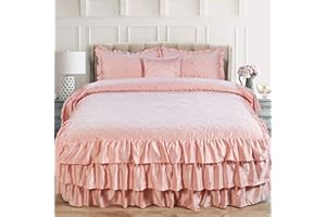 HOME SOFT THINGS BNF Home Serenta - Juego de Colcha Acolchada de satén Mate de 4 Piezas, Color Rosa, tamaño King